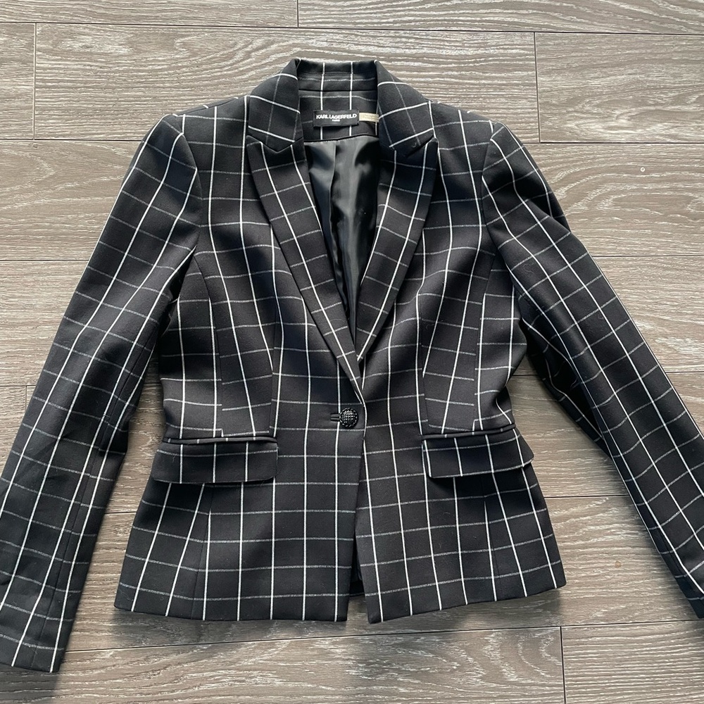 Karl Lagerfeld Black Checkered Blazer